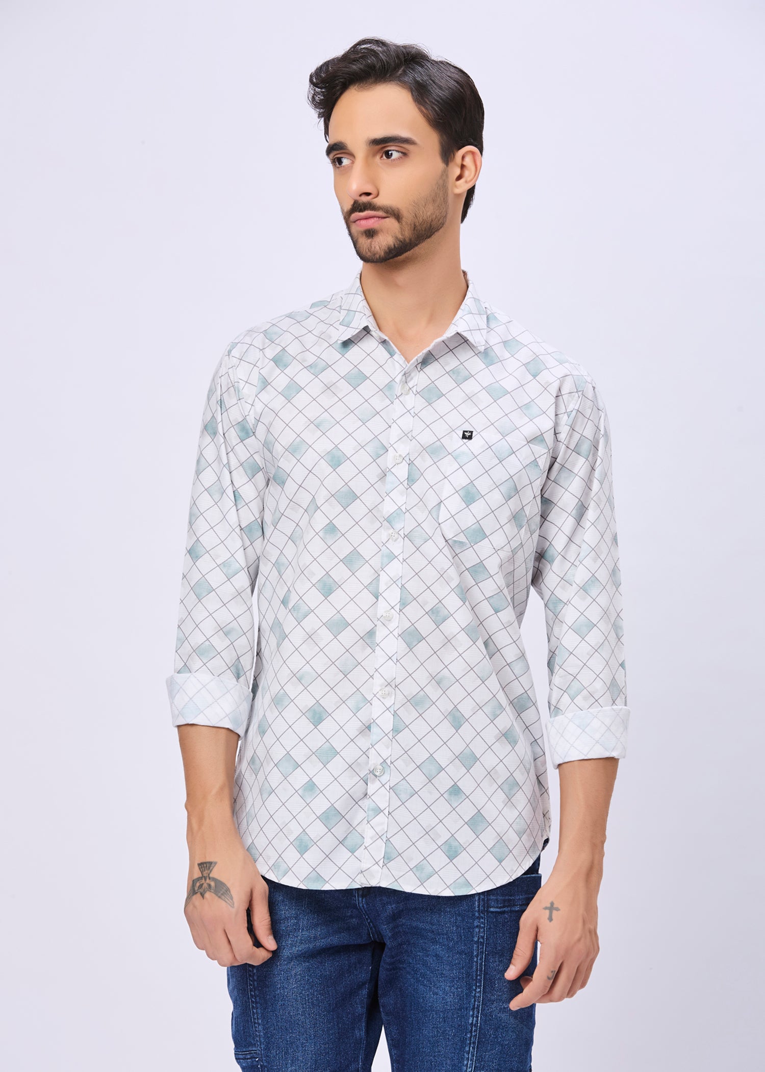 Mayers Diamond Grid Print Casual Shirt