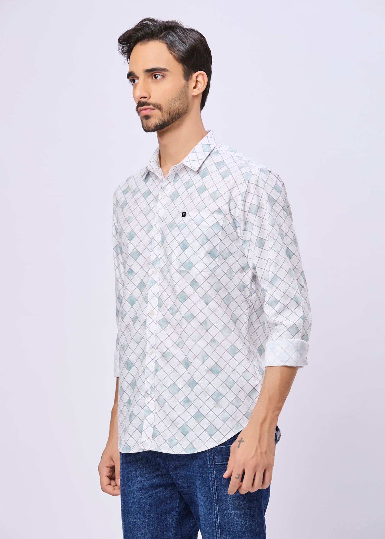 Mayers Diamond Grid Print Casual Shirt