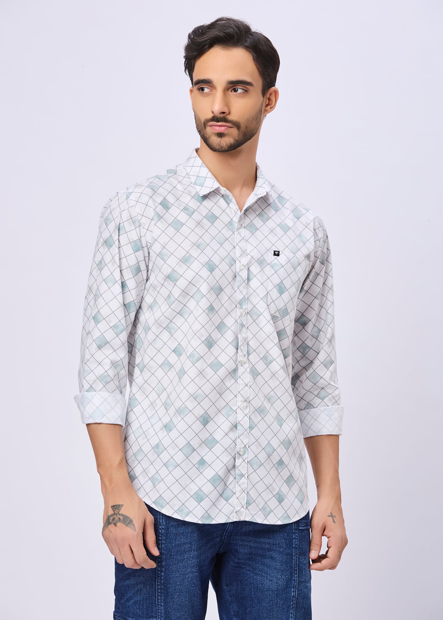 Mayers Diamond Grid Print Casual Shirt