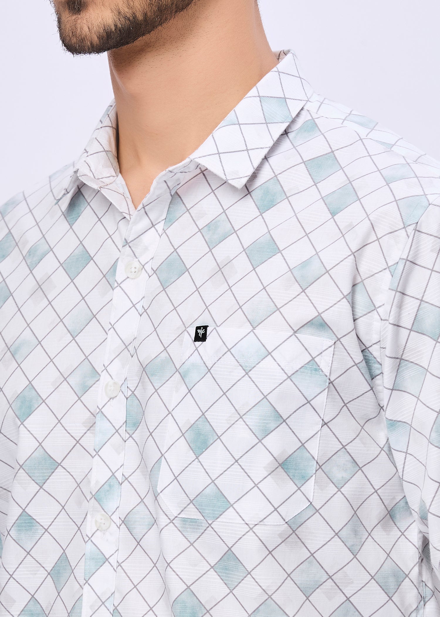 Mayers Diamond Grid Print Casual Shirt