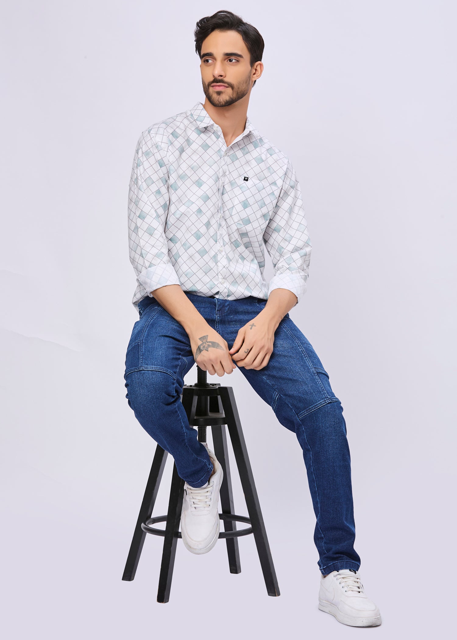 Mayers Diamond Grid Print Casual Shirt