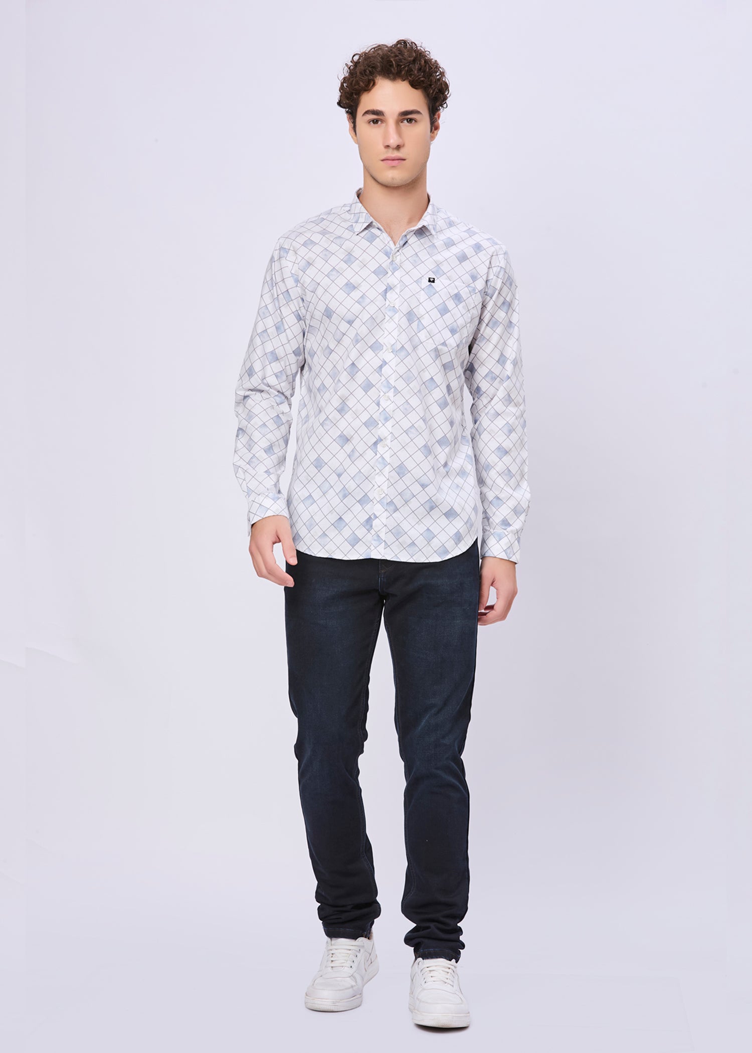 Mayers Diamond Grid Print Casual Shirt