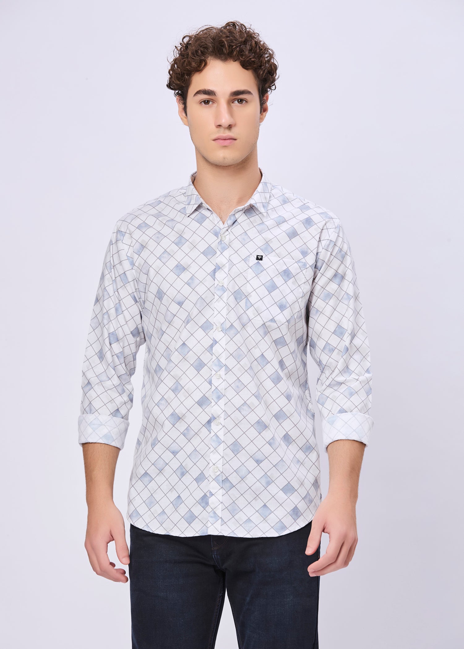 Mayers Diamond Grid Print Casual Shirt