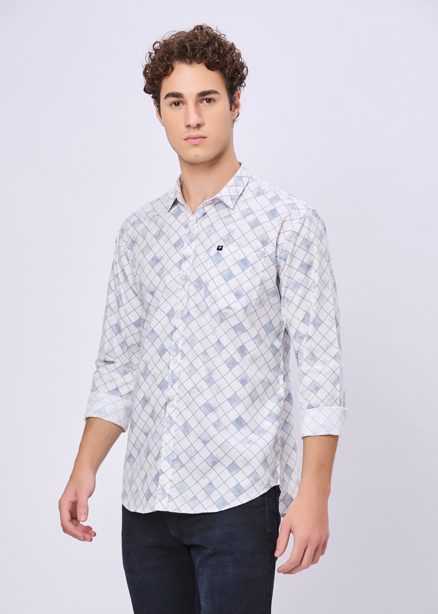 Mayers Diamond Grid Print Casual Shirt
