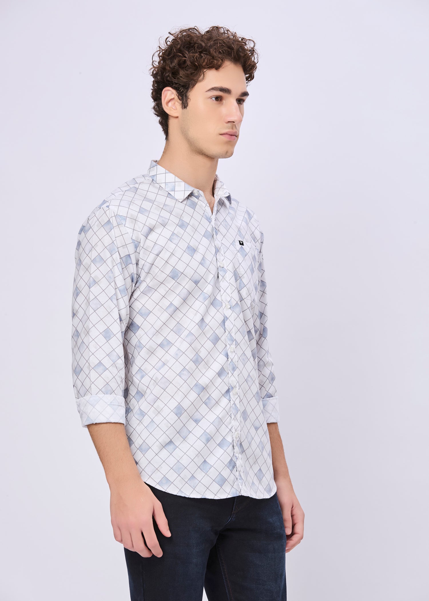 Mayers Diamond Grid Print Casual Shirt