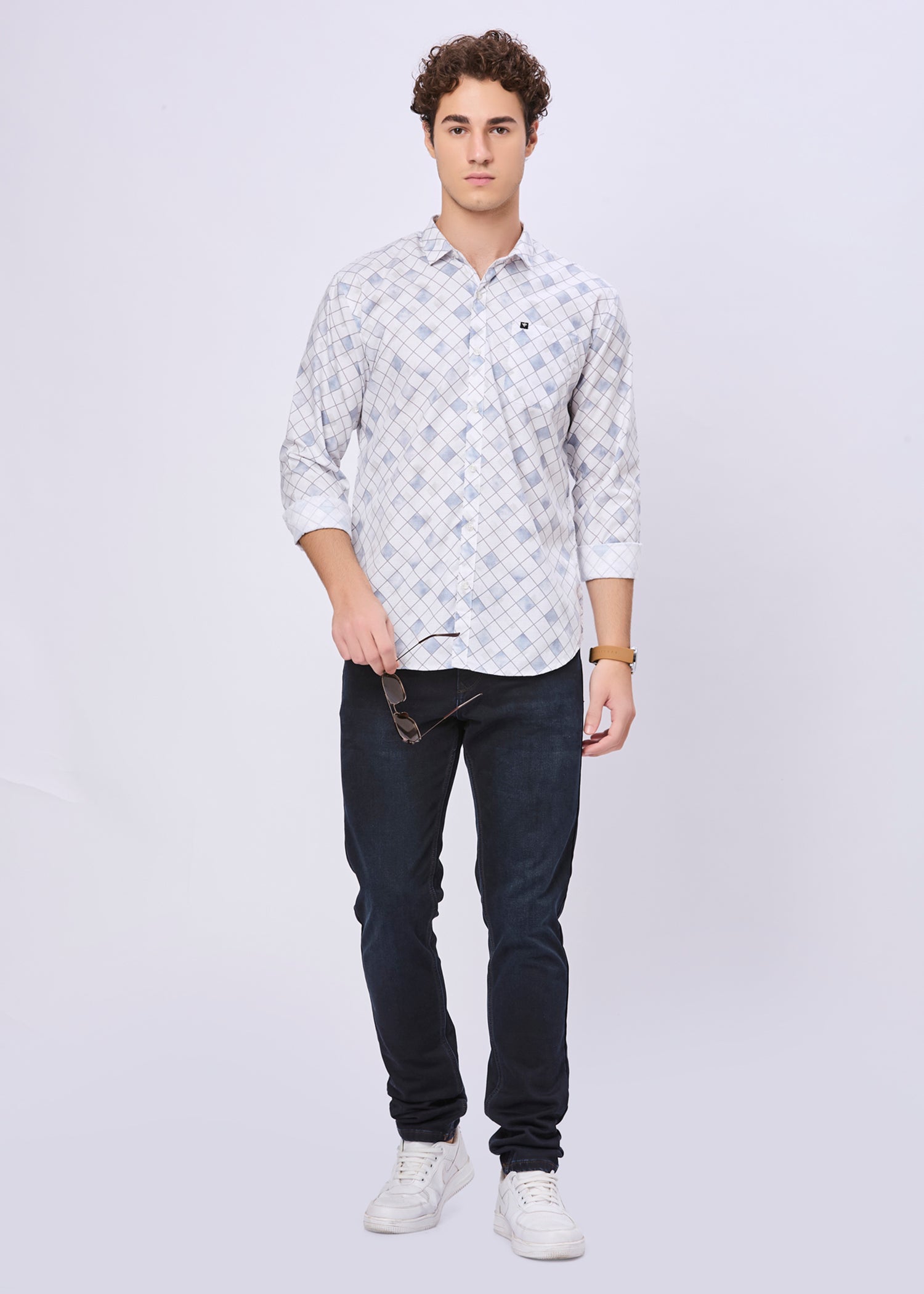 Mayers Diamond Grid Print Casual Shirt