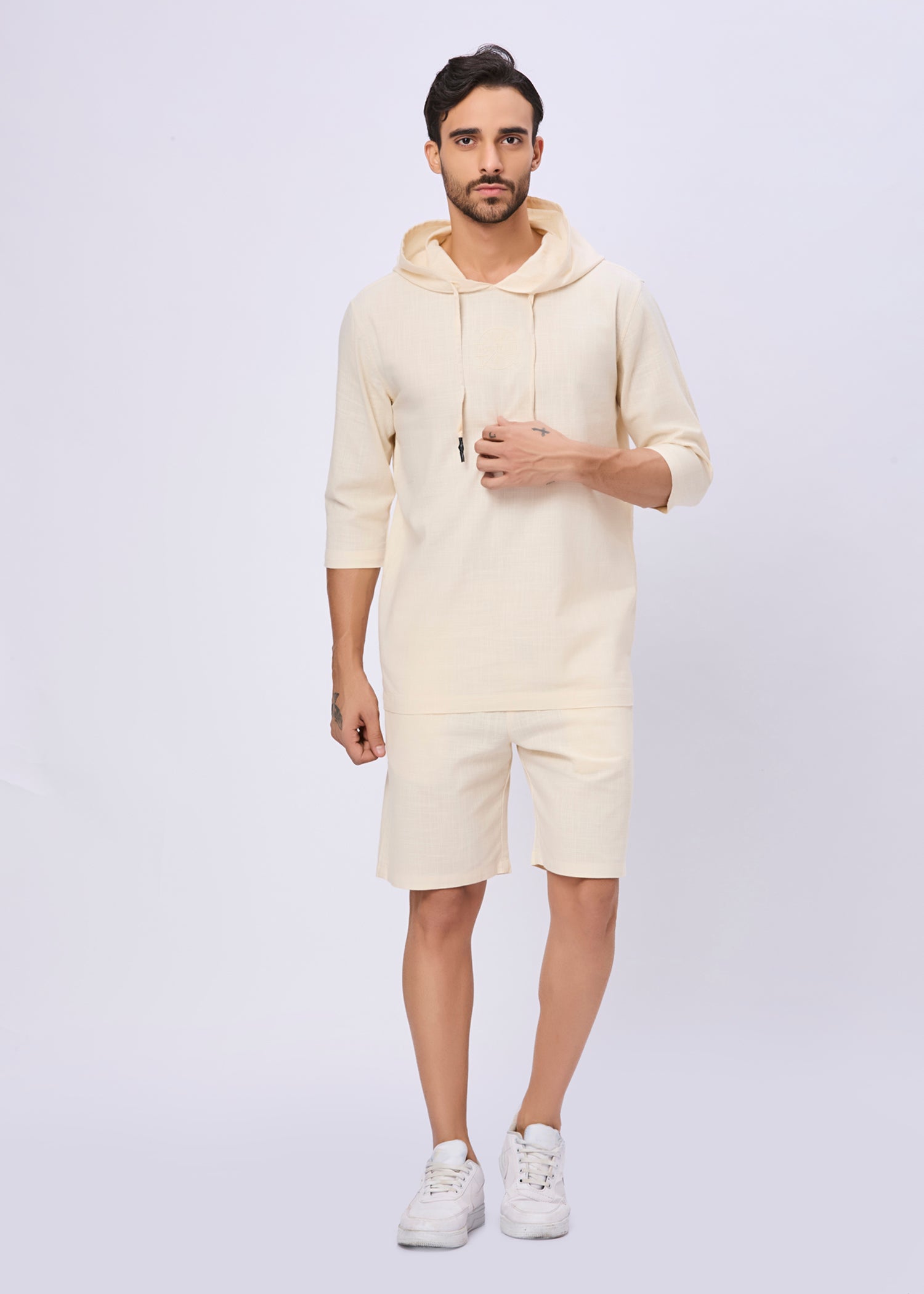 Simcox Summer Cotton Hoodie: Cream