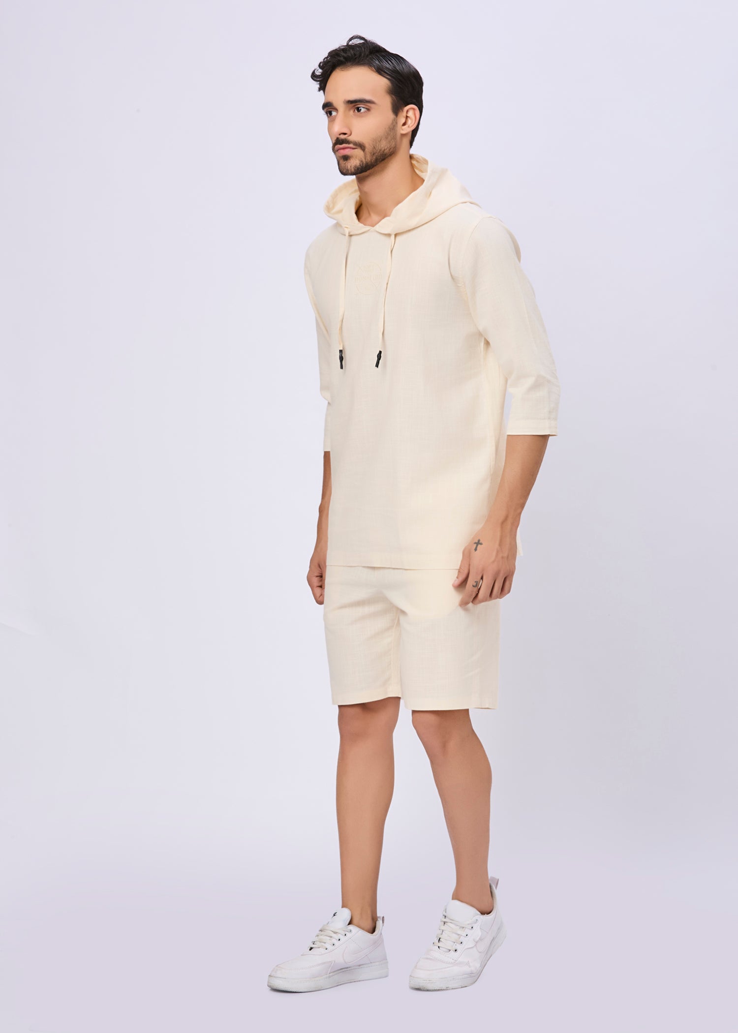 Simcox Summer Cotton Hoodie: Cream