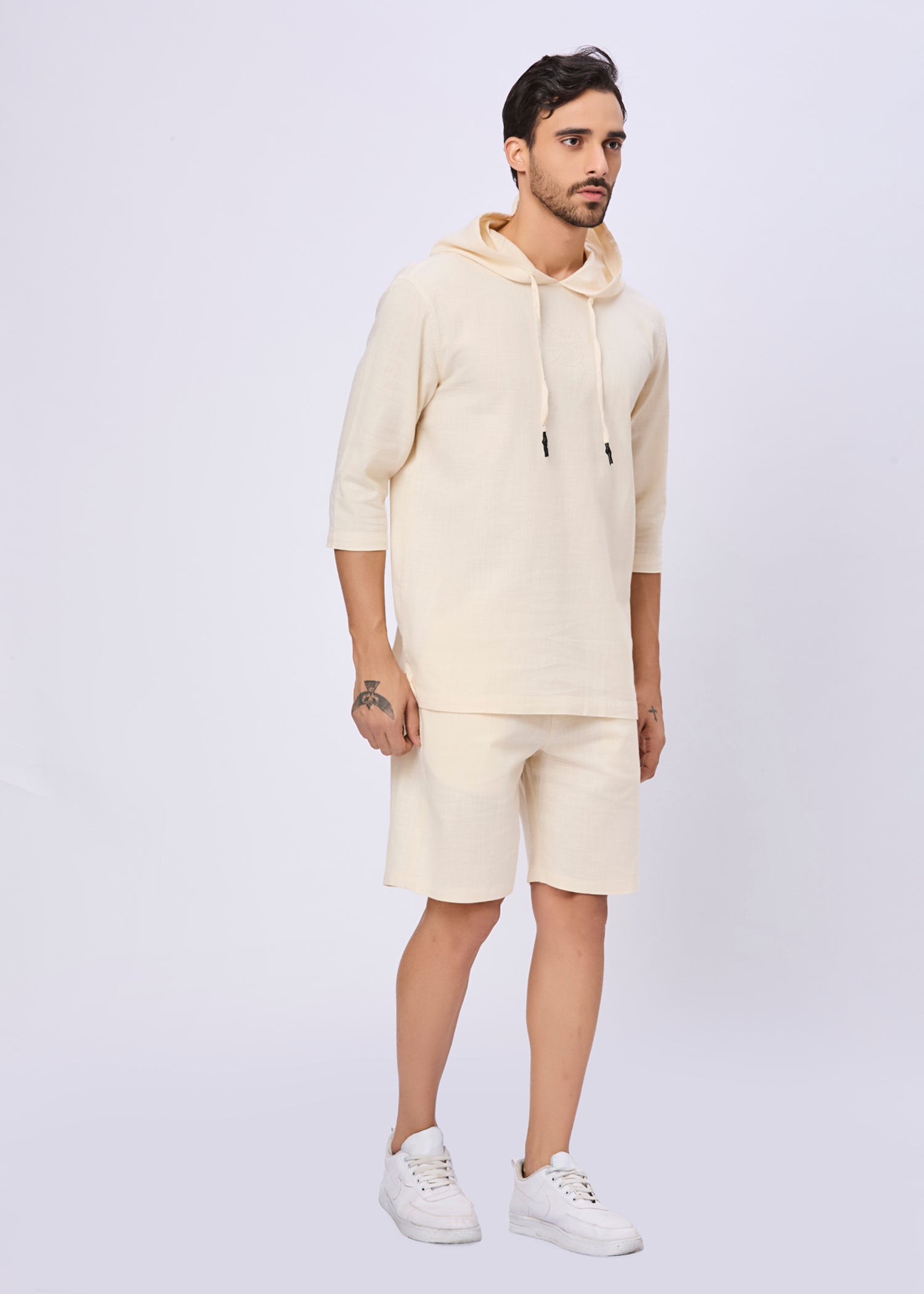 Simcox Summer Cotton Hoodie: Cream