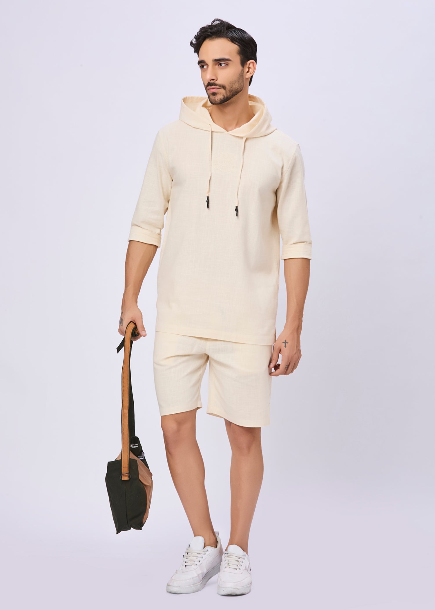 Simcox Summer Cotton Hoodie: Cream