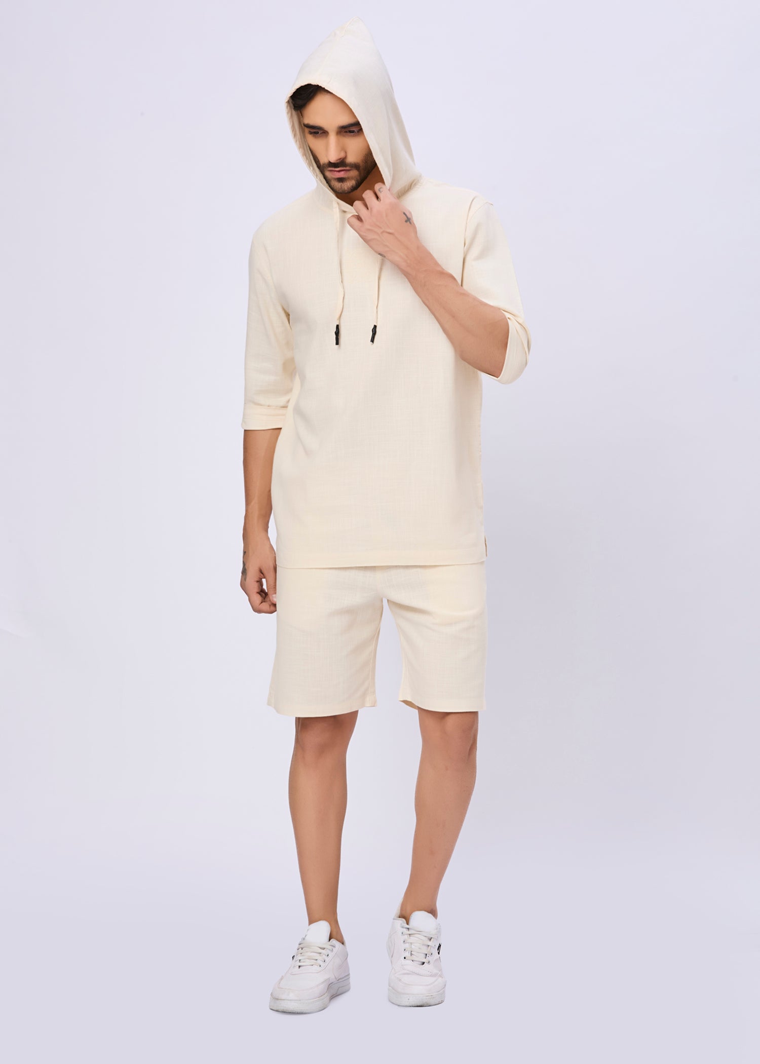 Simcox Summer Cotton Hoodie: Cream