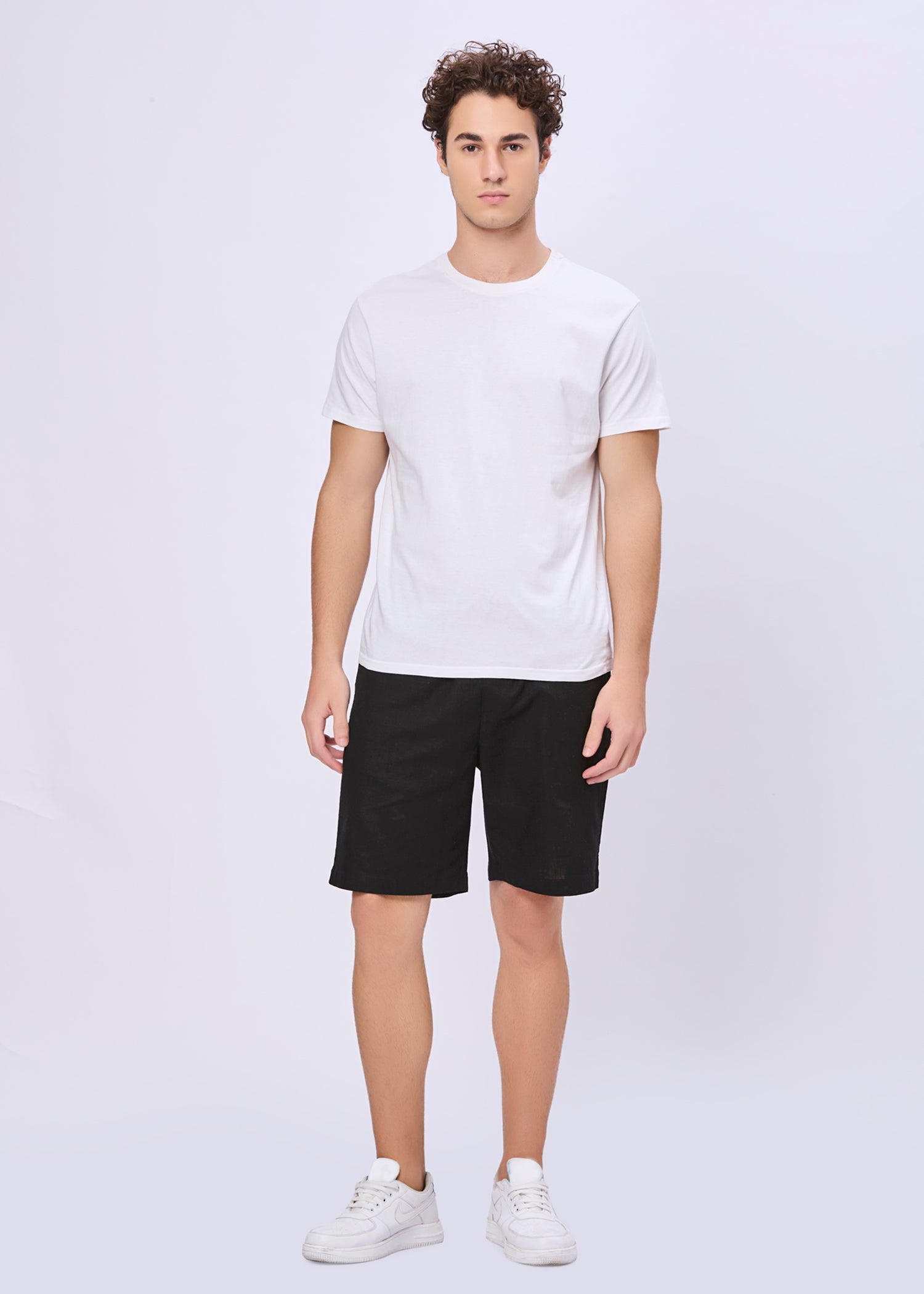 Recall Solid Linen Casual Shorts