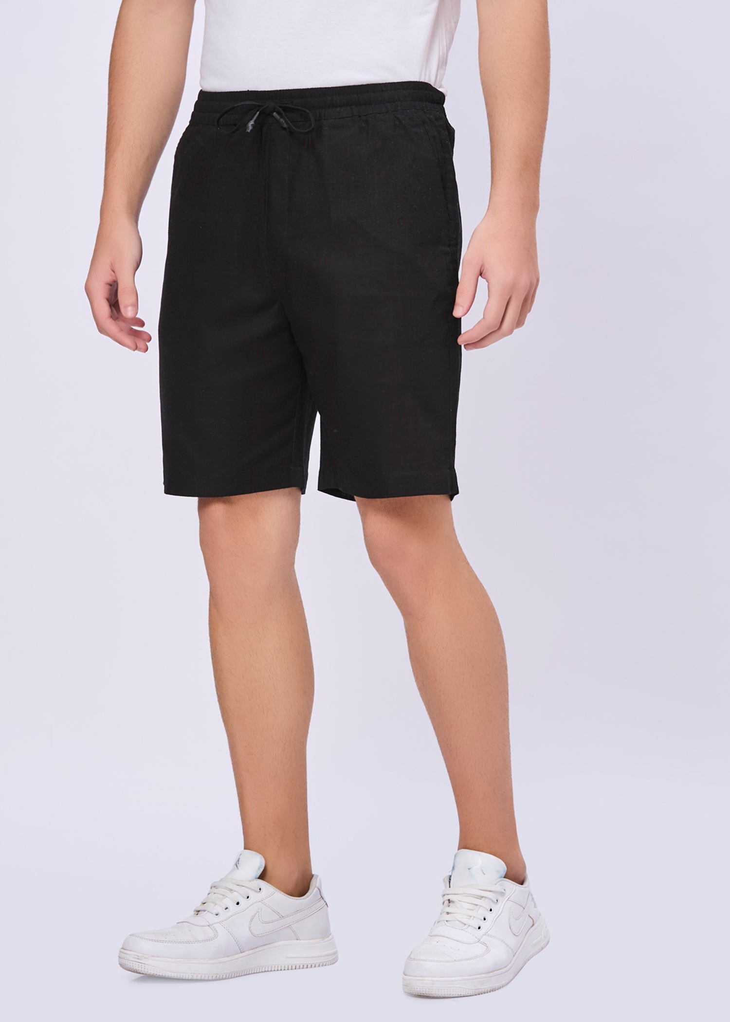 Recall Solid Linen Casual Shorts