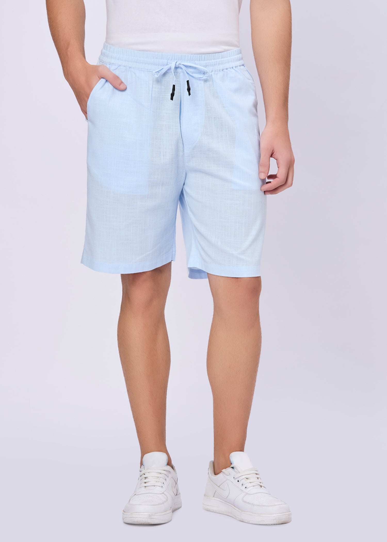 Recall Solid Linen Casual Shorts