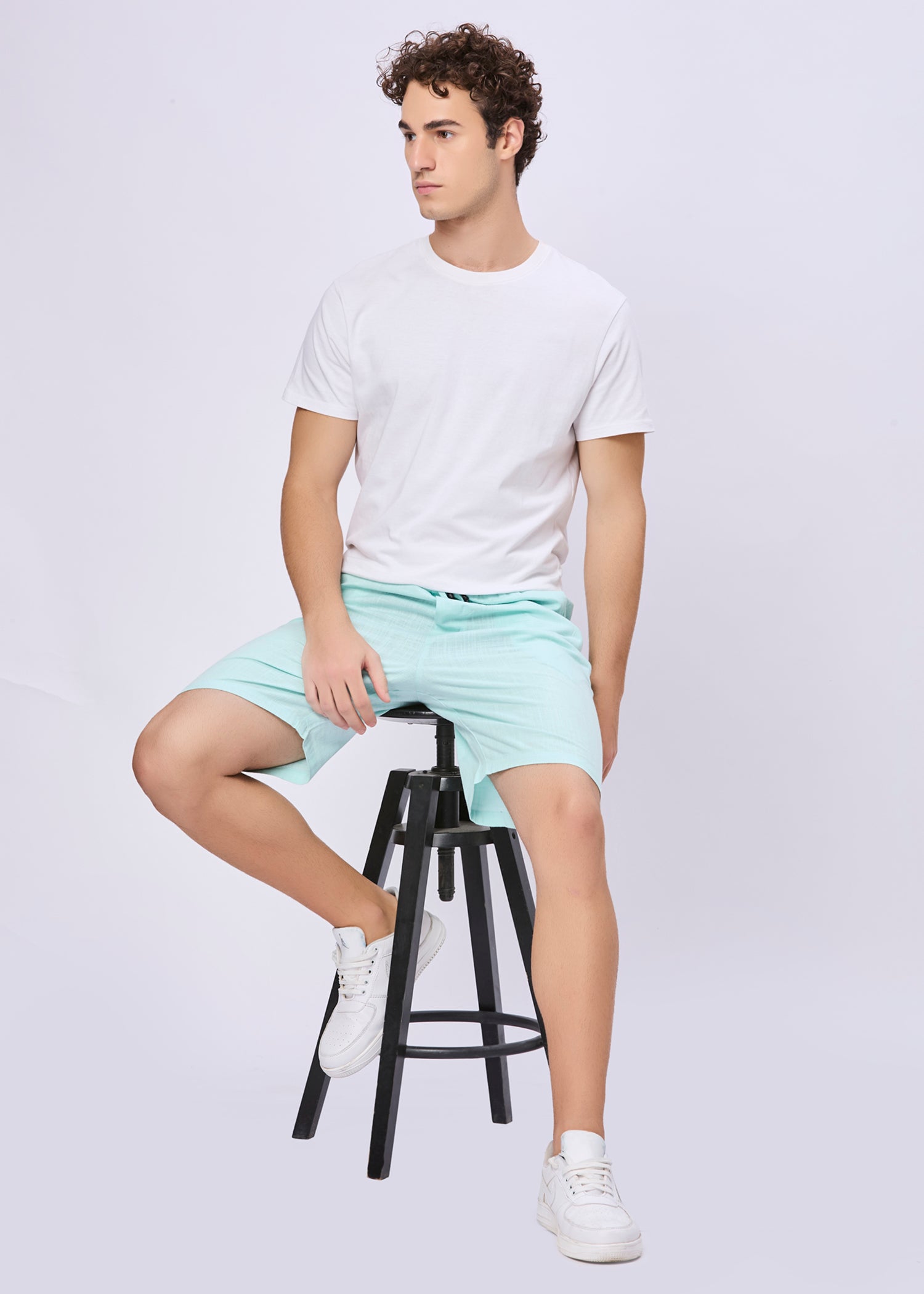 Recall Solid Linen Casual Shorts