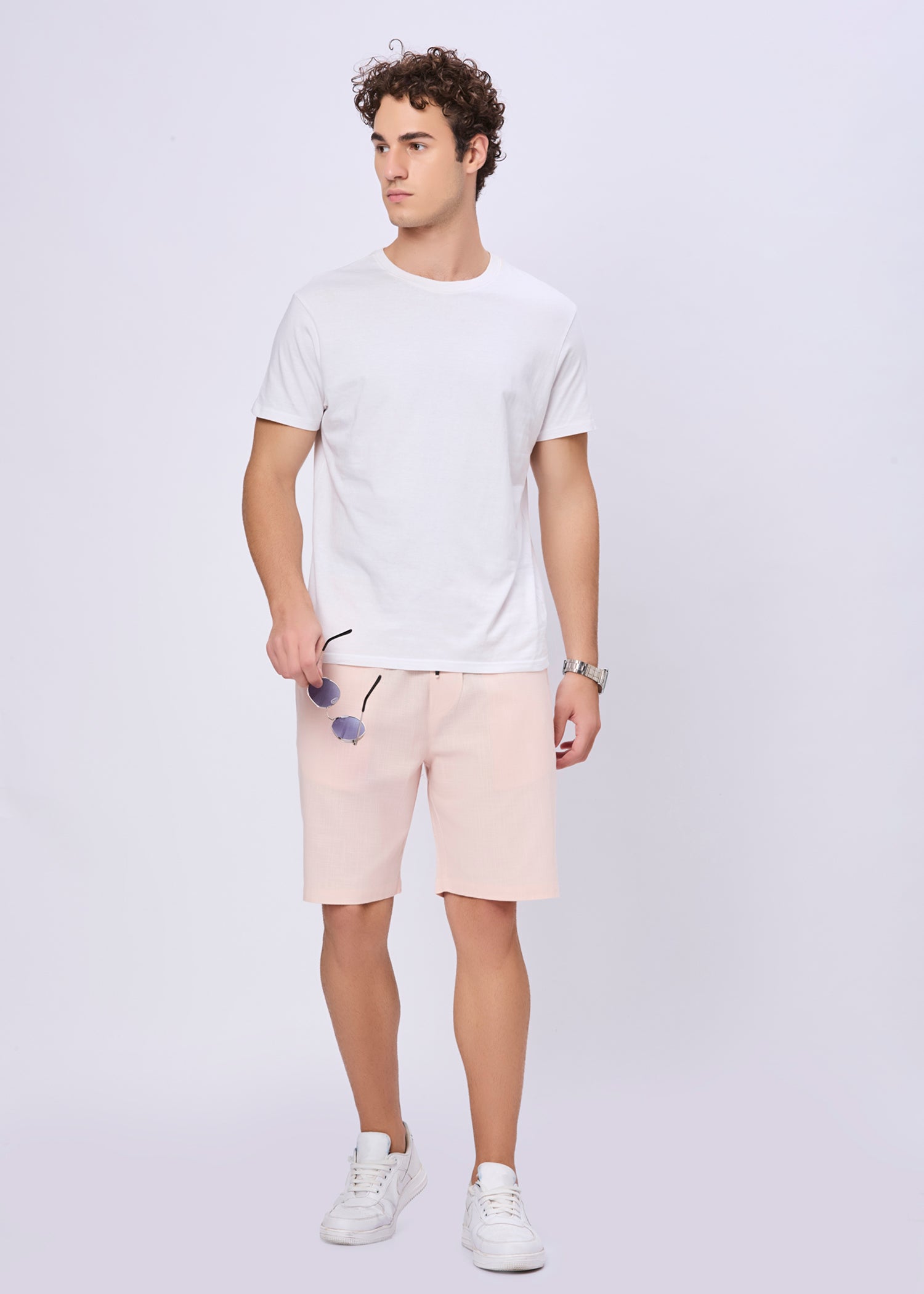 Recall Solid Linen Casual Shorts