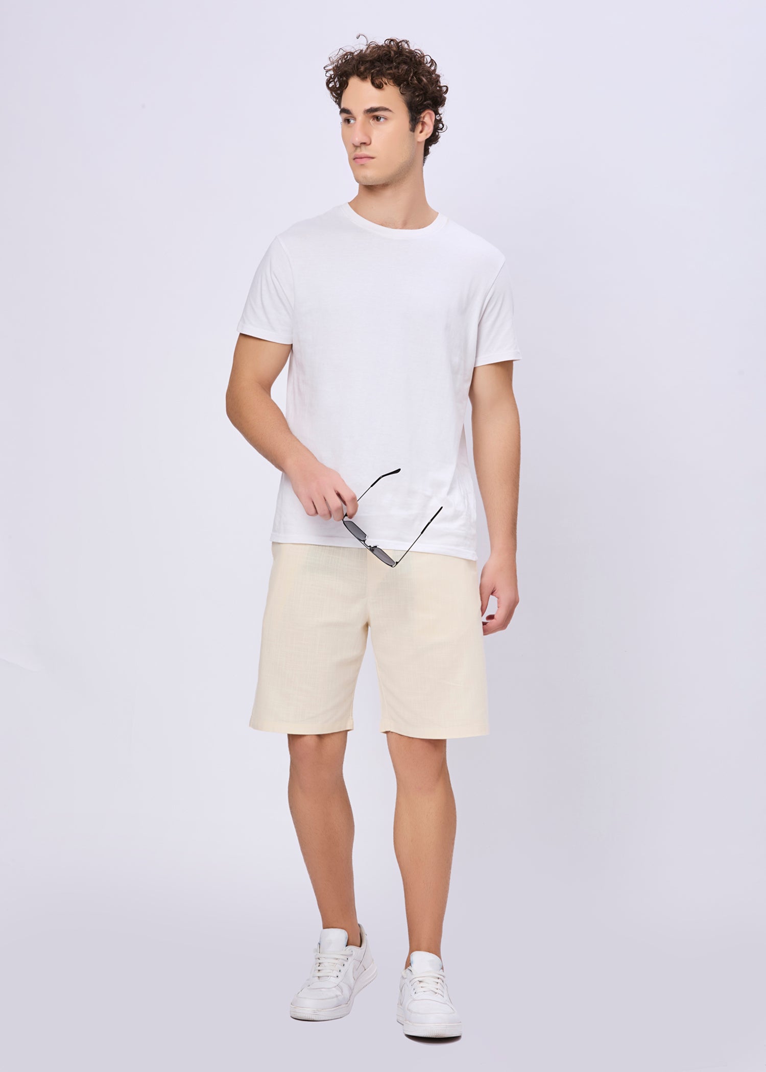 Recall Solid Linen Casual Shorts