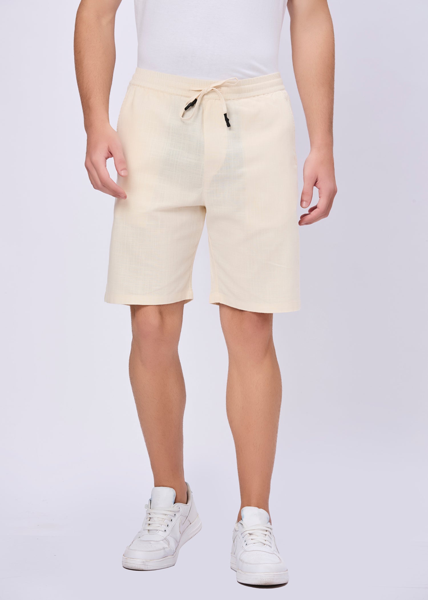 Recall Solid Linen Casual Shorts