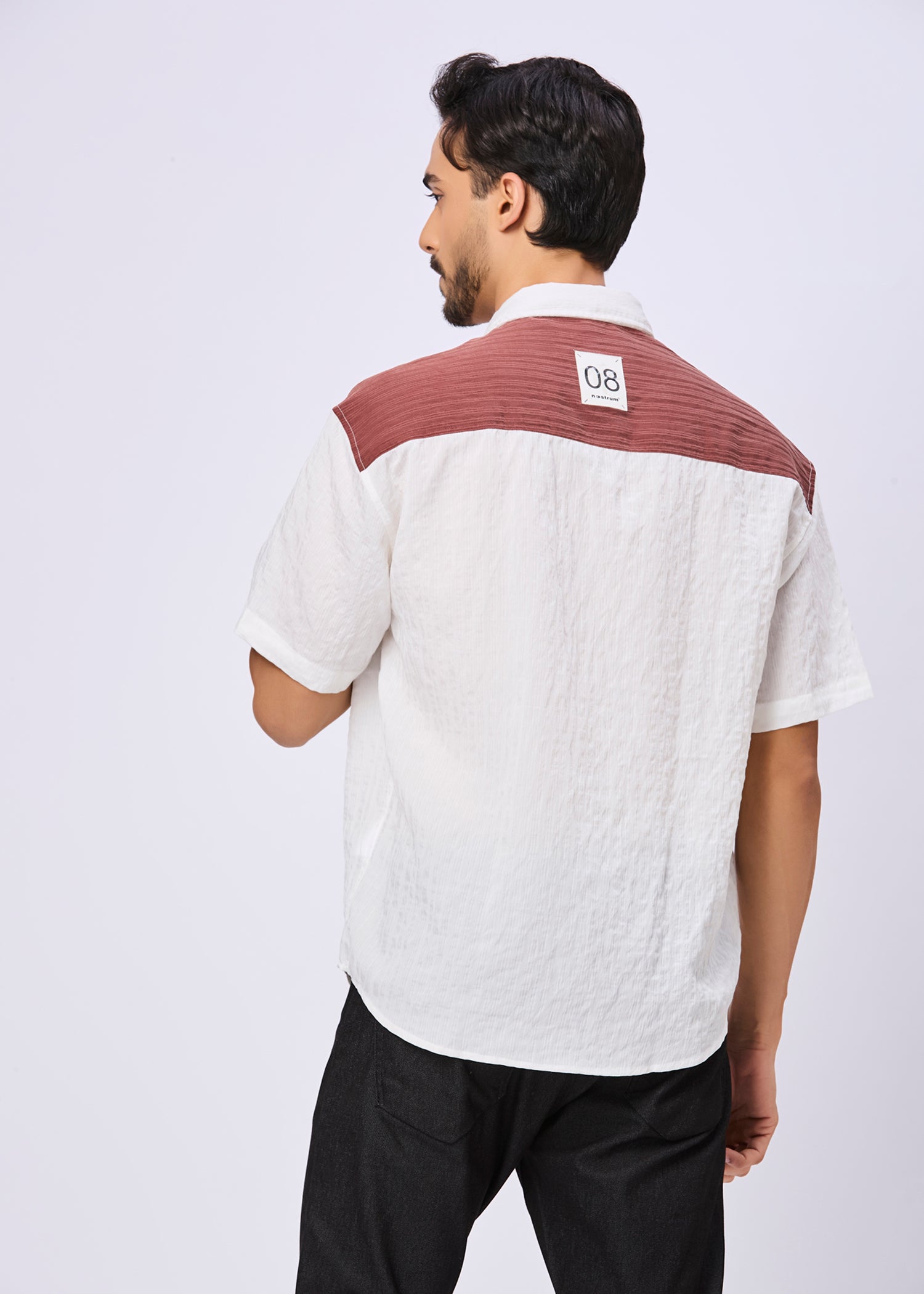 Weyburn Colourblocked Oversized Shirt: White