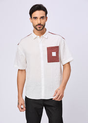 Weyburn Colourblocked Oversized Shirt: White