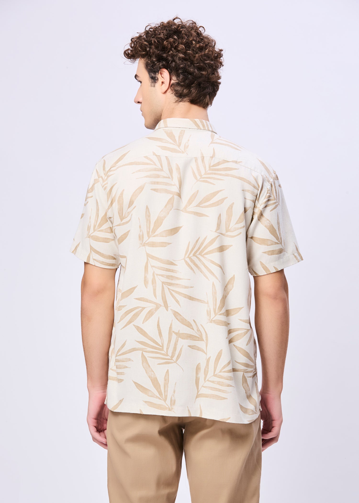 Kelley Tropical Leaf Print Casual Shirt