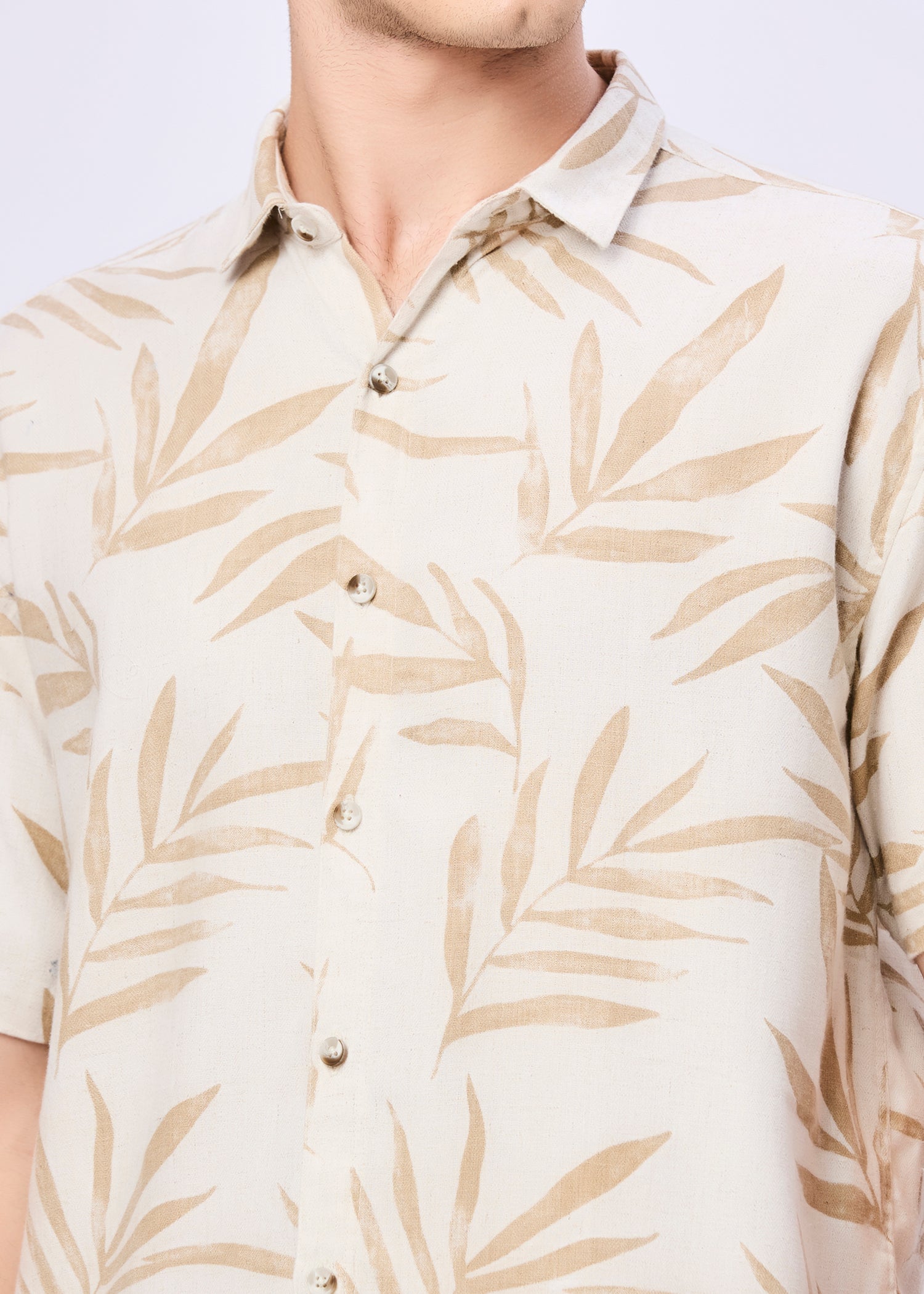 Kelley Tropical Leaf Print Casual Shirt