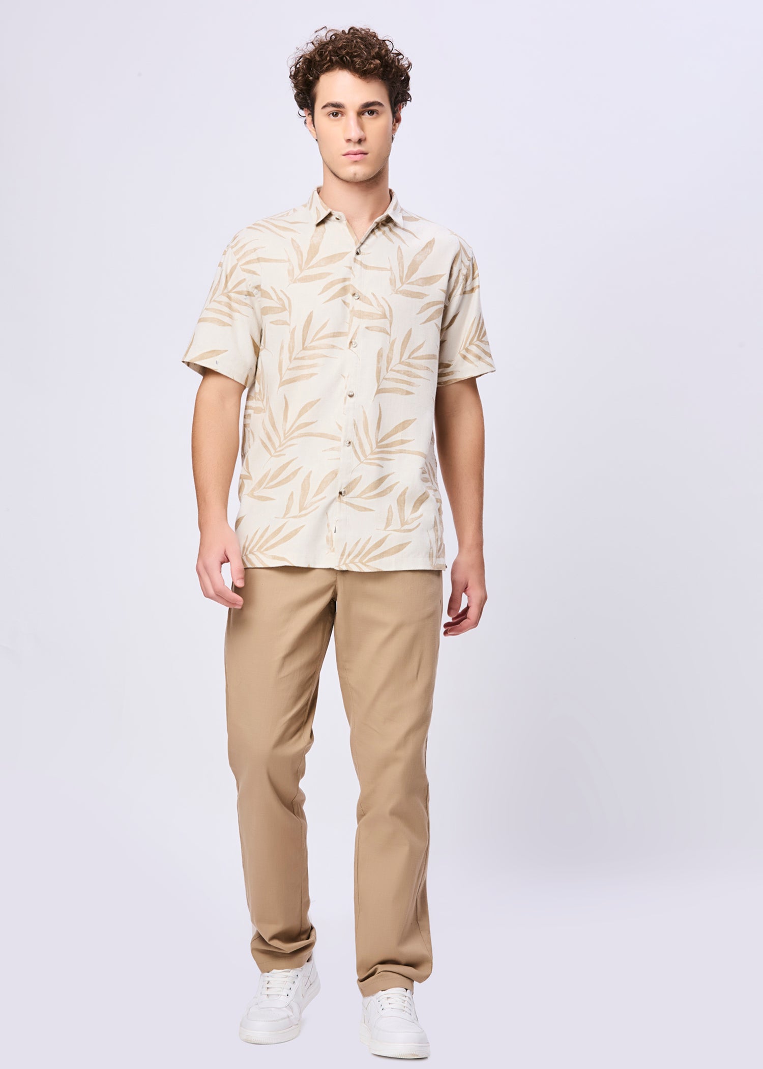 Kelley Tropical Leaf Print Casual Shirt