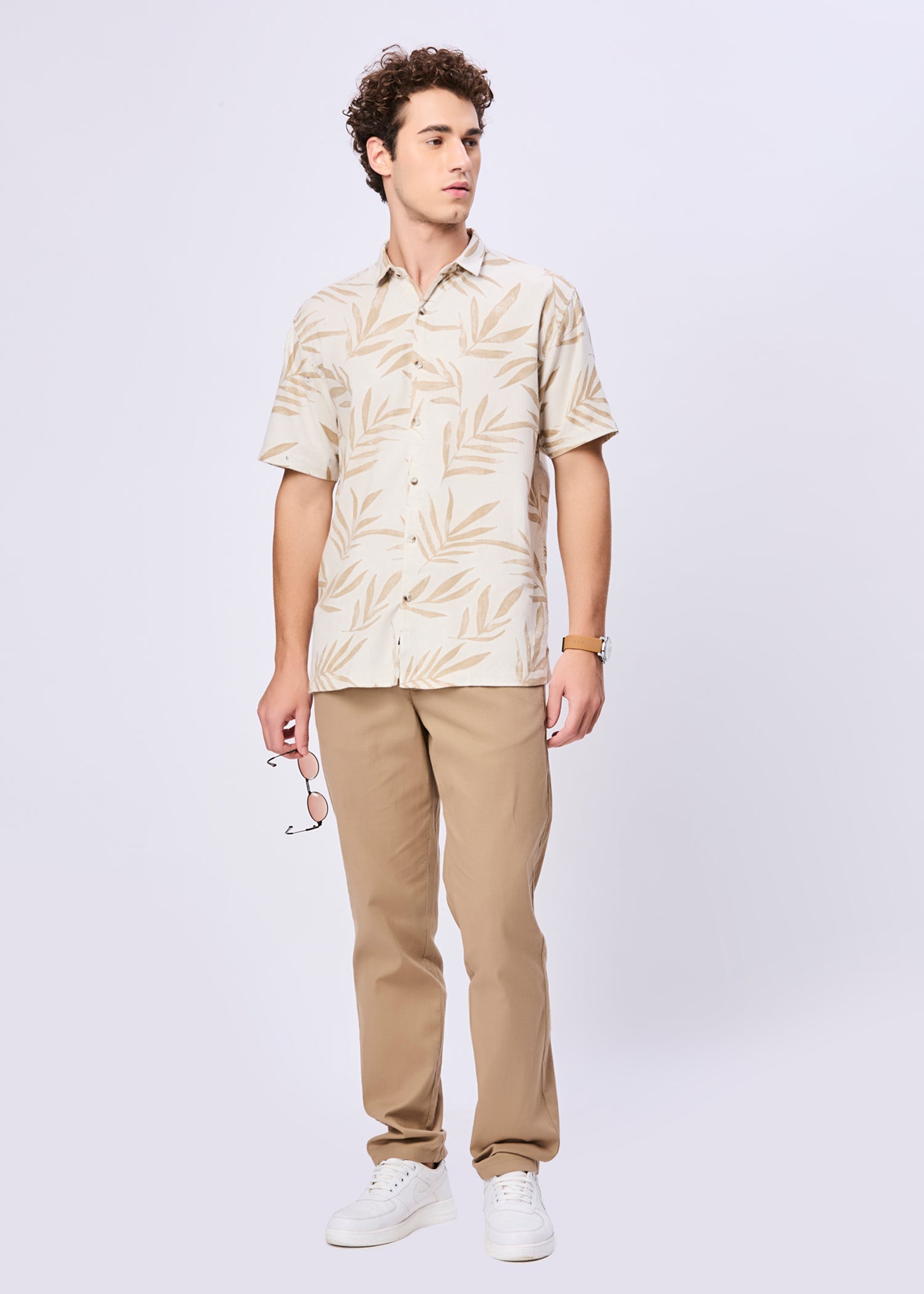 Kelley Tropical Leaf Print Casual Shirt