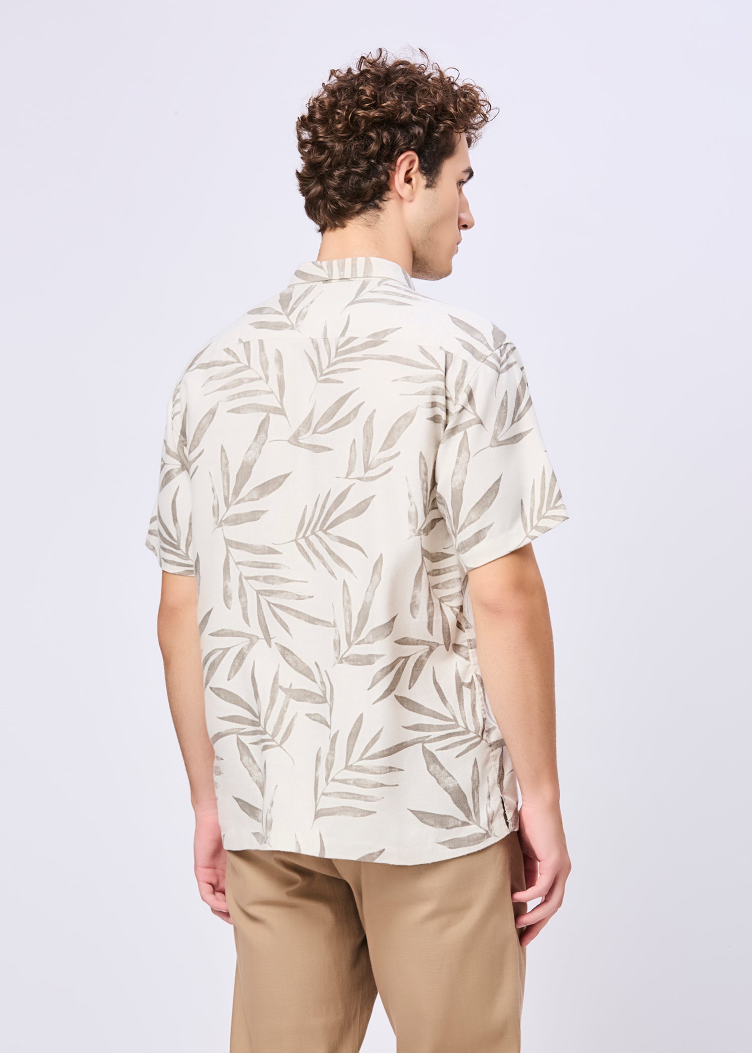 Kelley Tropical Leaf Print Casual Shirt