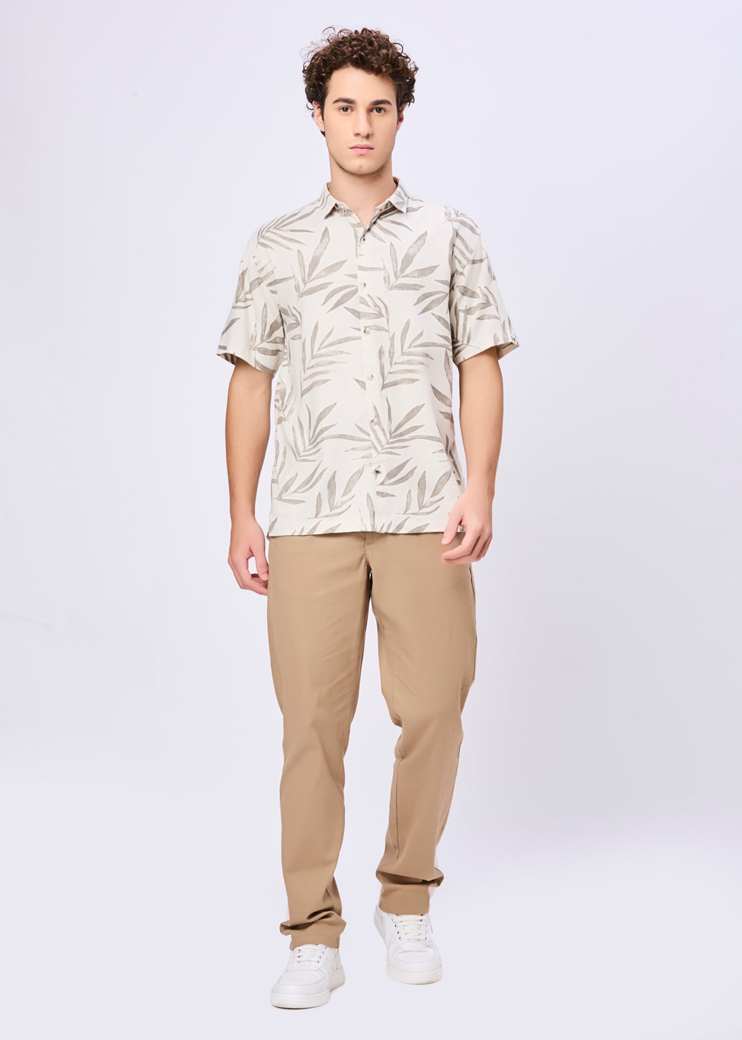 Kelley Tropical Leaf Print Casual Shirt