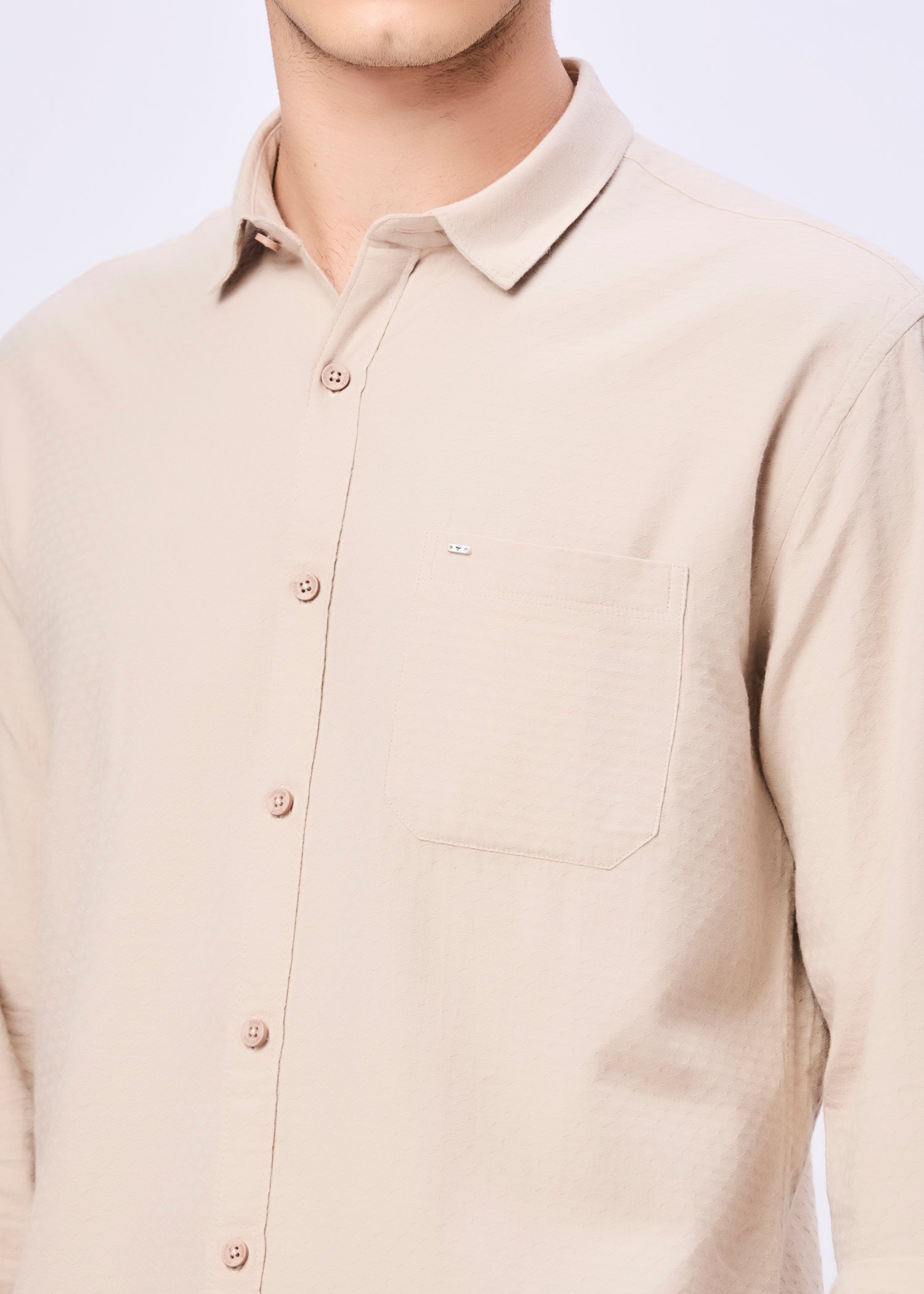 Polemic Solid Textured Weave Casual Shirt