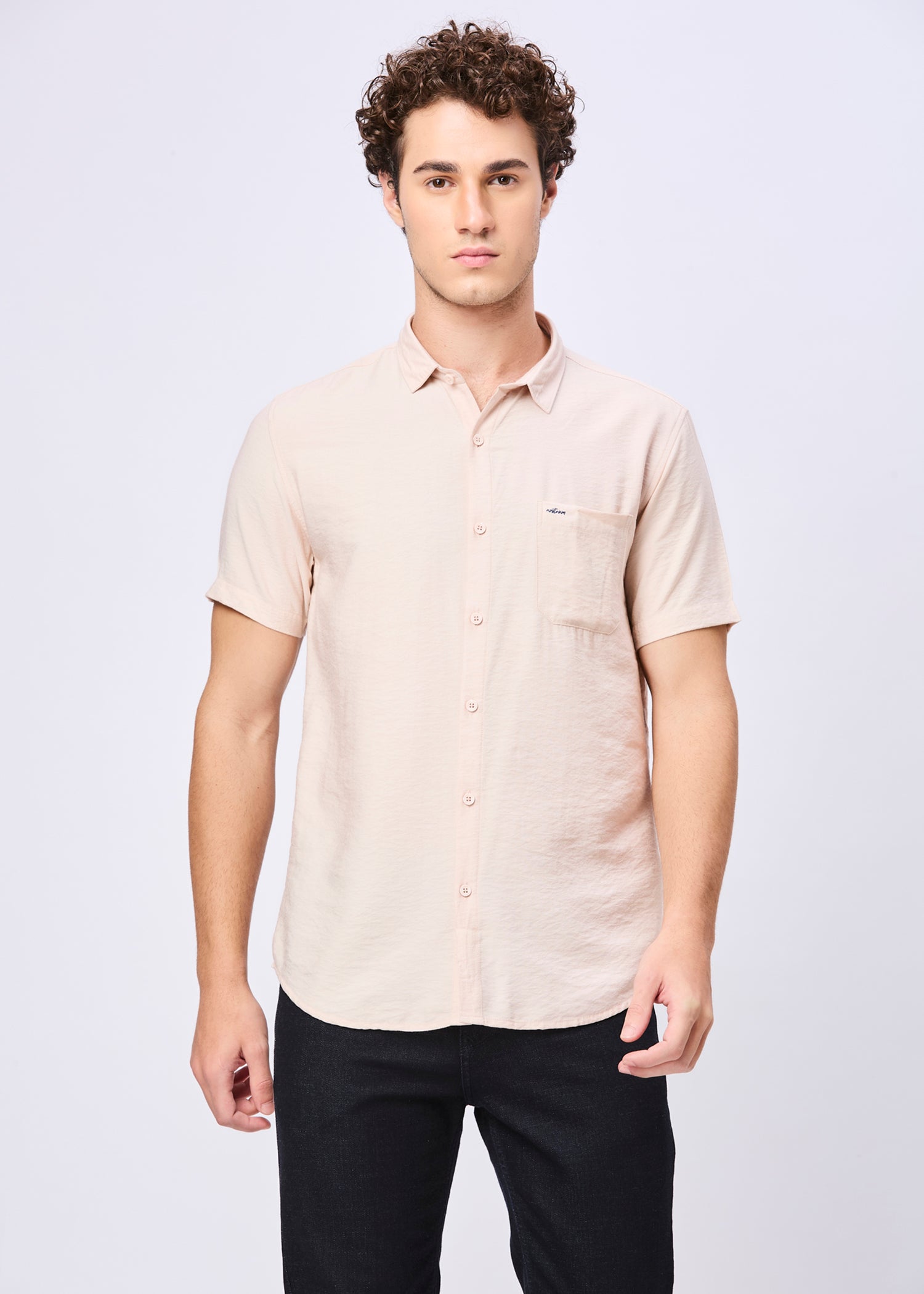 Vindicate Solid Casual Shirt: Beige