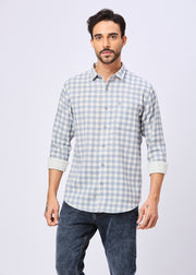 Masterclass Gingham Checked Casual Shirt: Blue