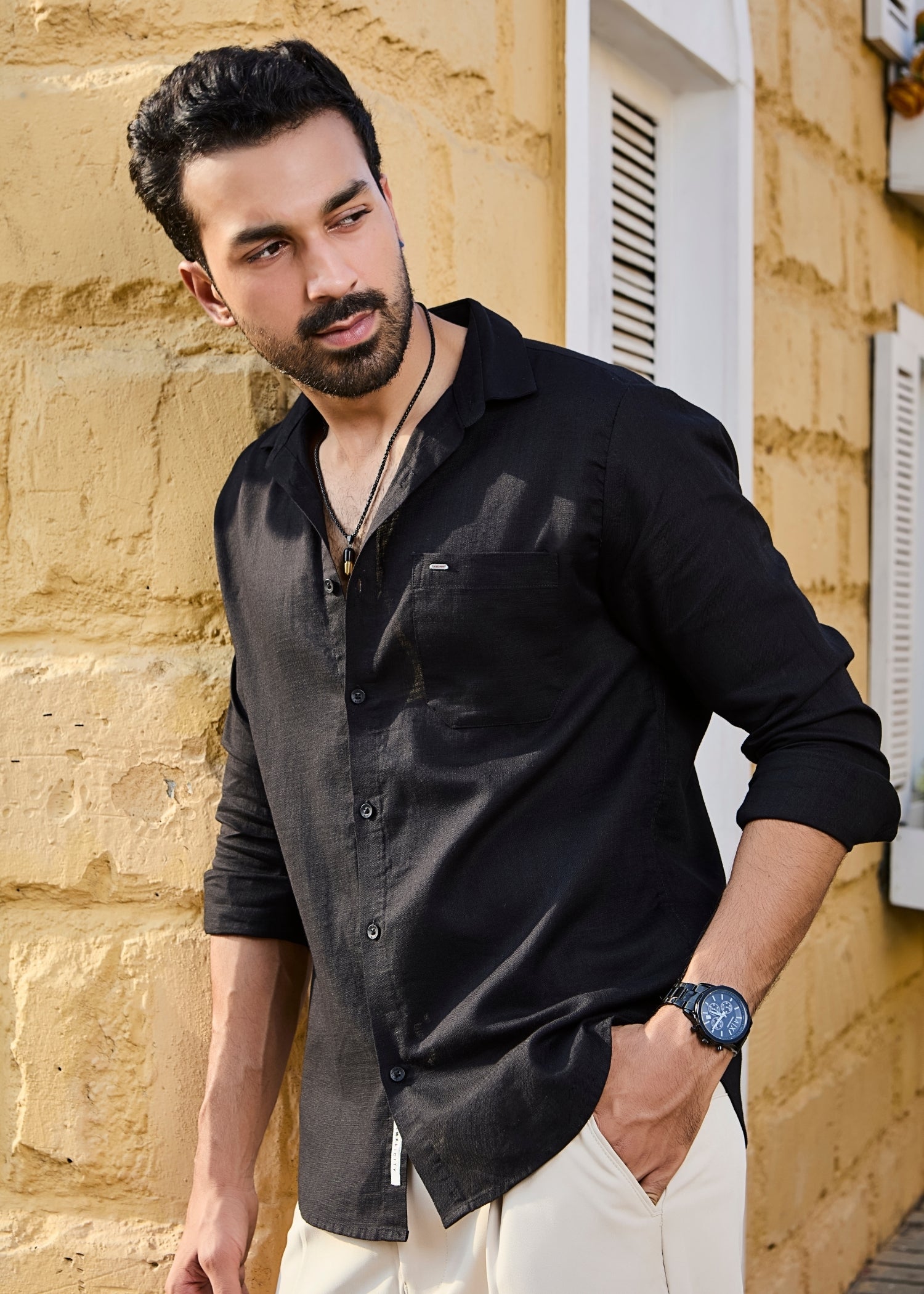 Keen Solid Full Sleeve Shirt: Black