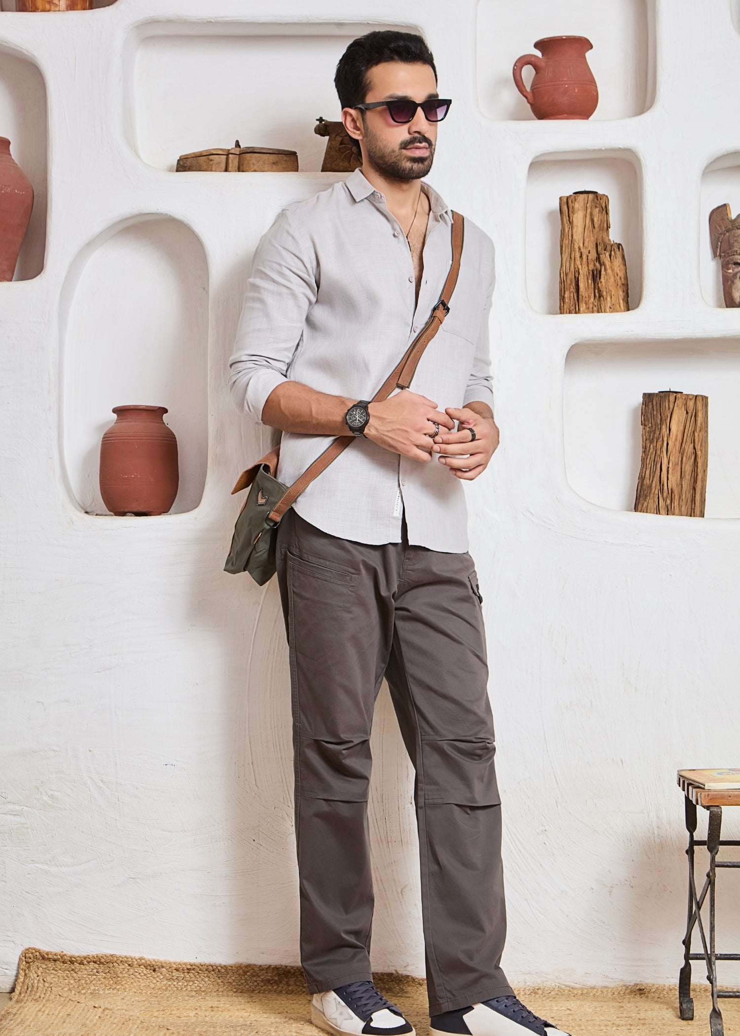 Keen Solid Full Sleeve Shirt: Light Grey