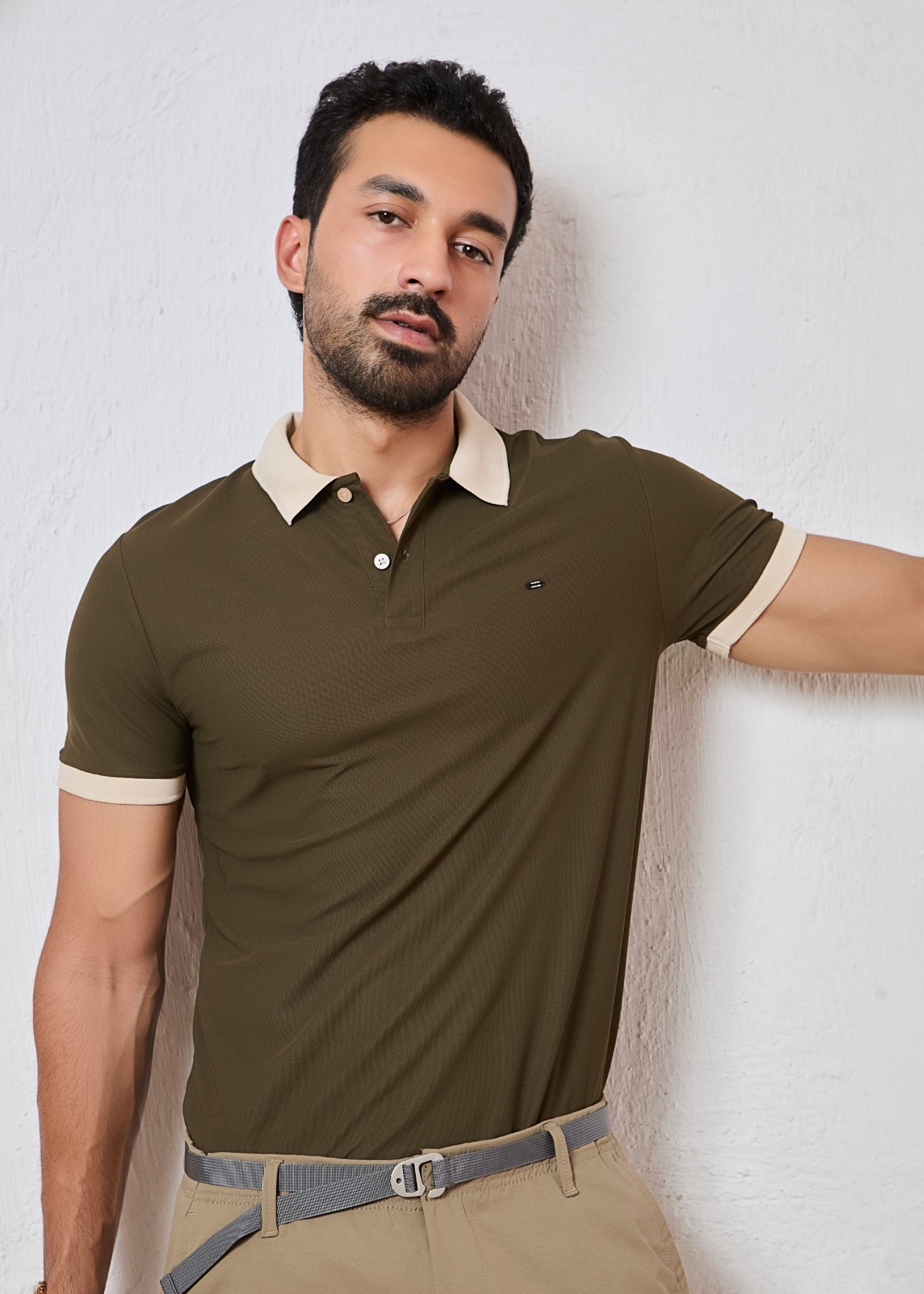 Mary Solid Polo T-Shirt: Olive