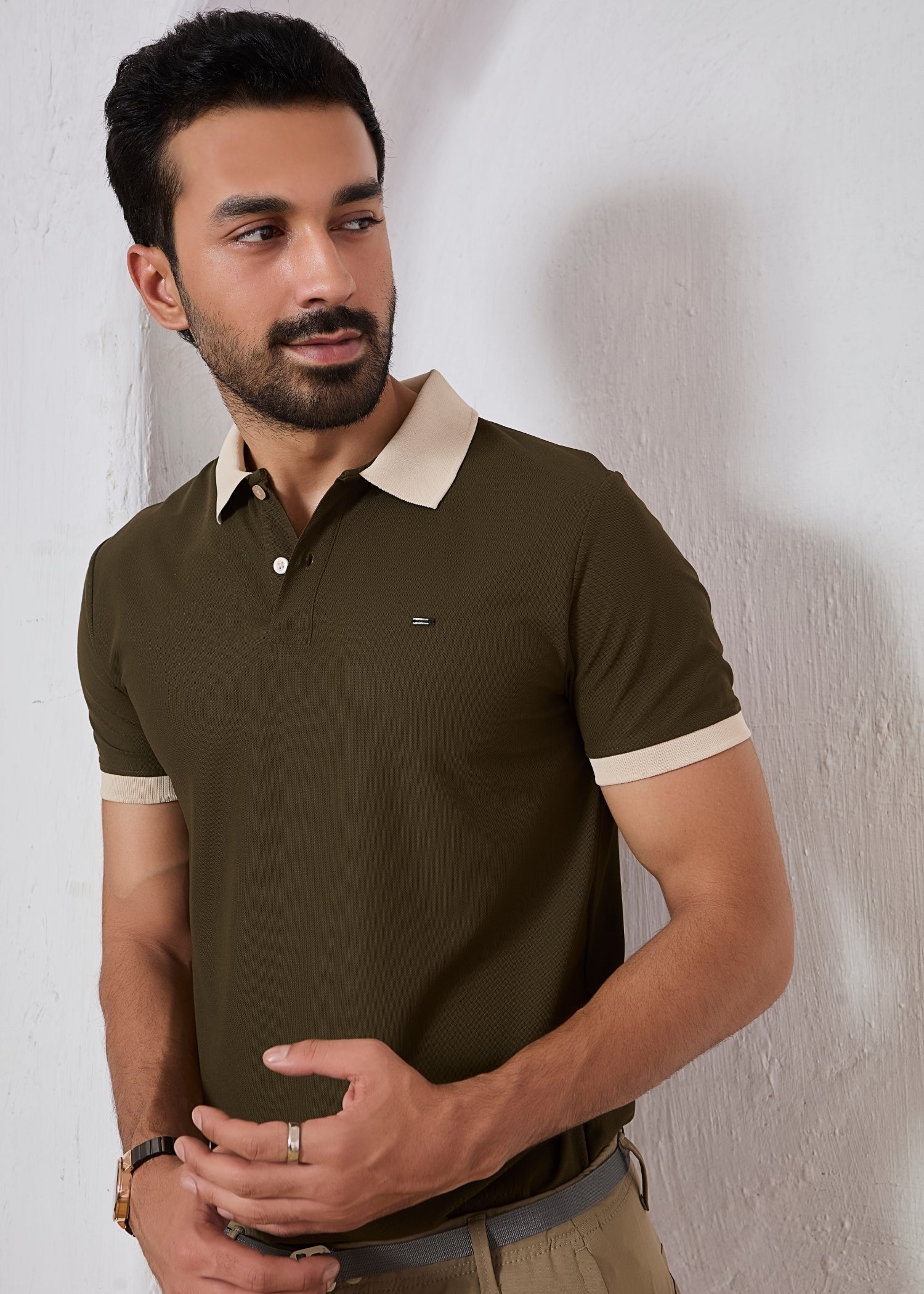 Mary Solid Polo T-Shirt: Olive