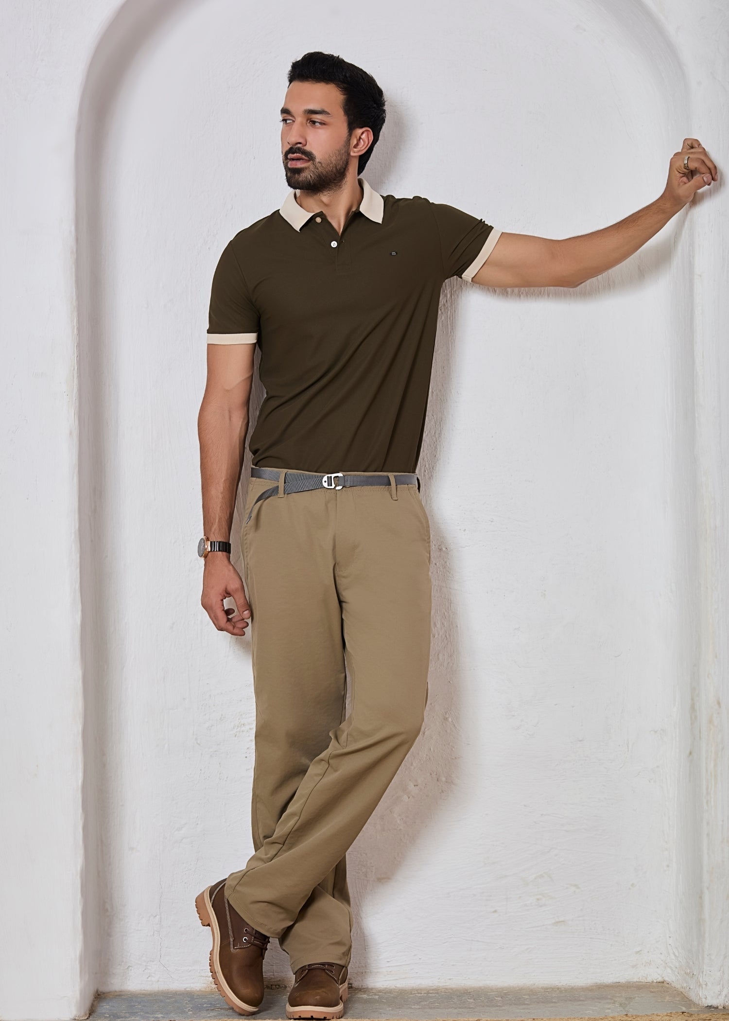Mary Solid Polo T-Shirt: Olive
