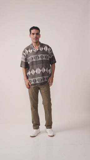 Request Half Sleeve Shirt for Men | Bold Geometric Print Casual Shirt